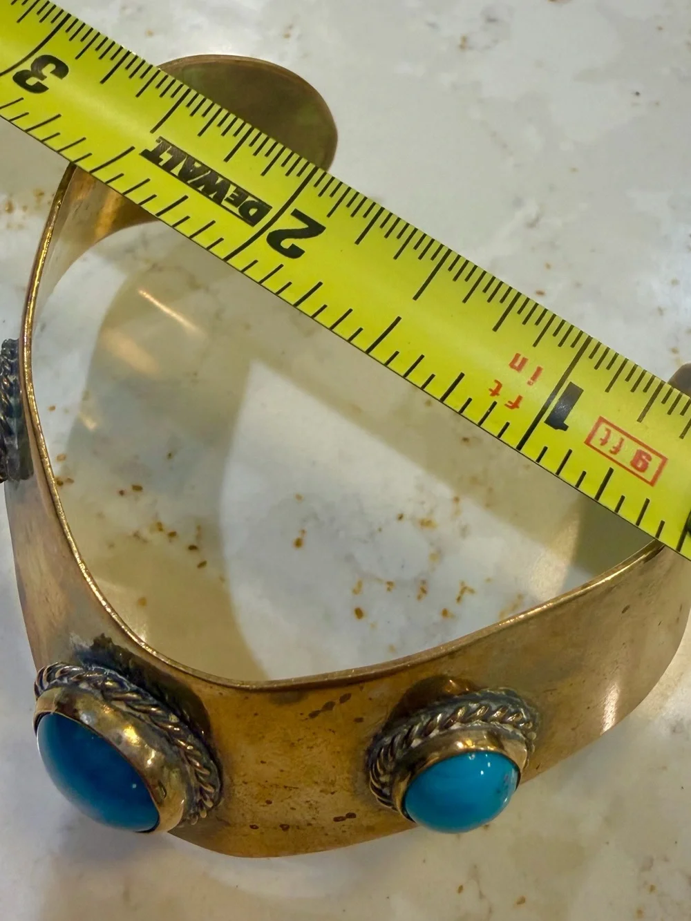 Gold-Tone Cuff Bracelet with Bright Turquoise Stones